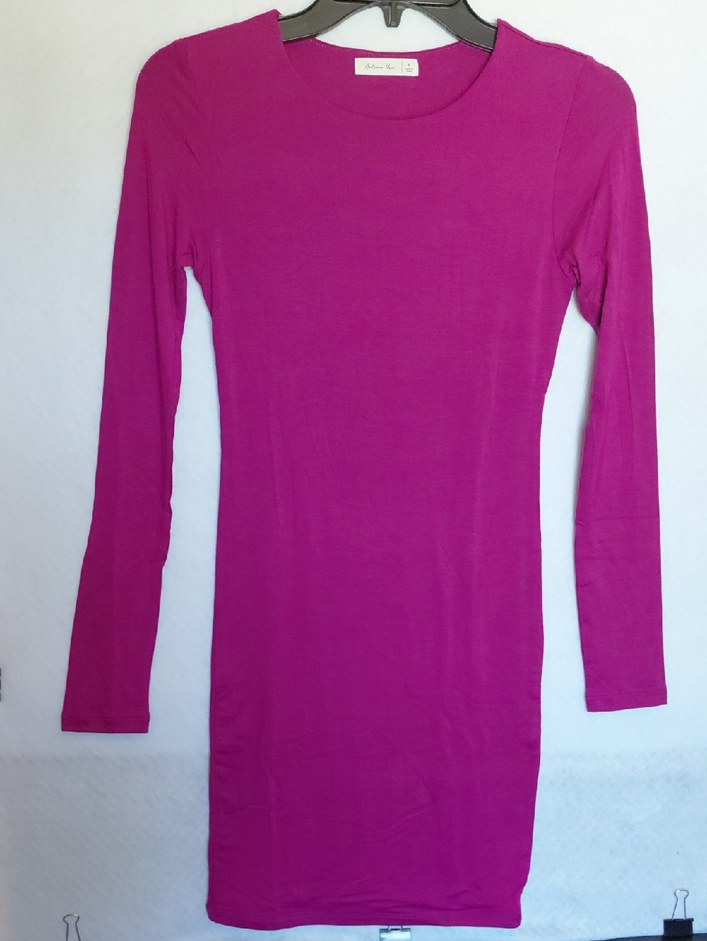 Active Usa Fuchsia Long Sleeve Knit Sheath Dress